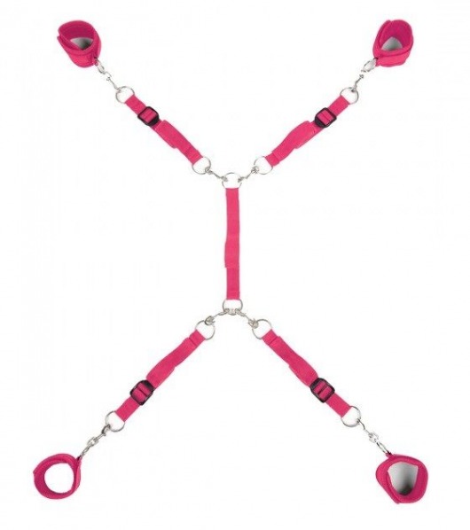 Ярко-розовый набор фиксаций на кровати Classic Bed Spreader - Lux Fetish - купить с доставкой в Новочебоксарске