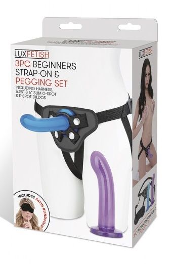 Страпон унисекс Beginners Strap-On с 2 насадками - 15 и 13 см. - Lux Fetish - купить с доставкой в Новочебоксарске