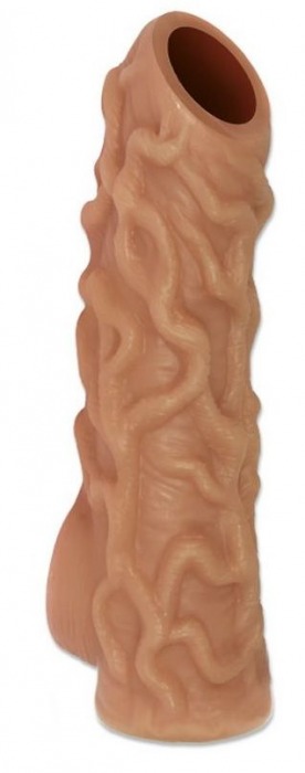 Телесная насадка с венками и открытой головкой Nude Sleeve S - 10 см. - KOKOS - в Новочебоксарске купить с доставкой