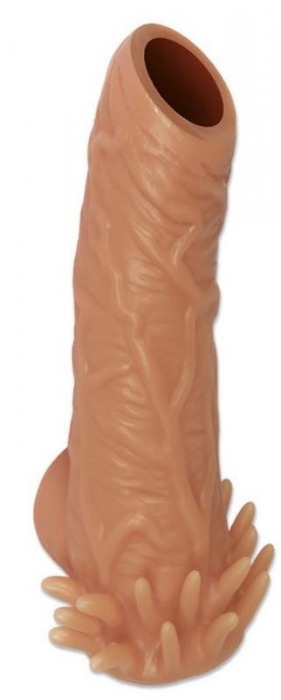 Телесная насадка с усиками и открытой головкой Nude Sleeve S - 10 см. - KOKOS - в Новочебоксарске купить с доставкой