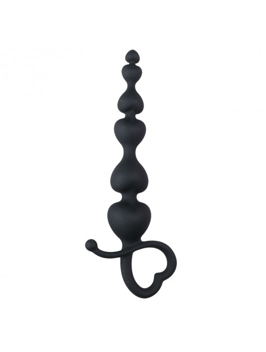 Черные анальные бусы Heart Lover - 18,5 см. - Easy toys
