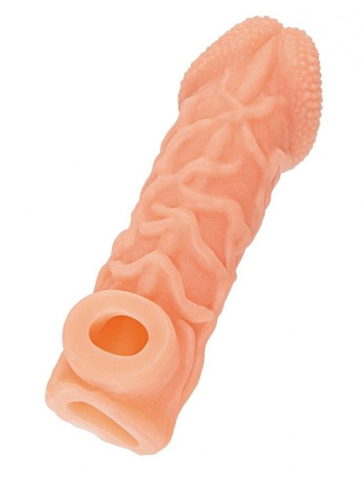 Телесная закрытая насадка с венками Cock Sleeve Size S - 13,8 см. - KOKOS - в Новочебоксарске купить с доставкой