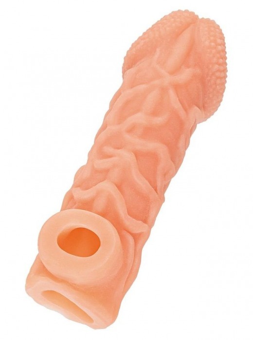 Телесная закрытая насадка с венками Cock Sleeve Size L - 17,6 см. - KOKOS - в Новочебоксарске купить с доставкой