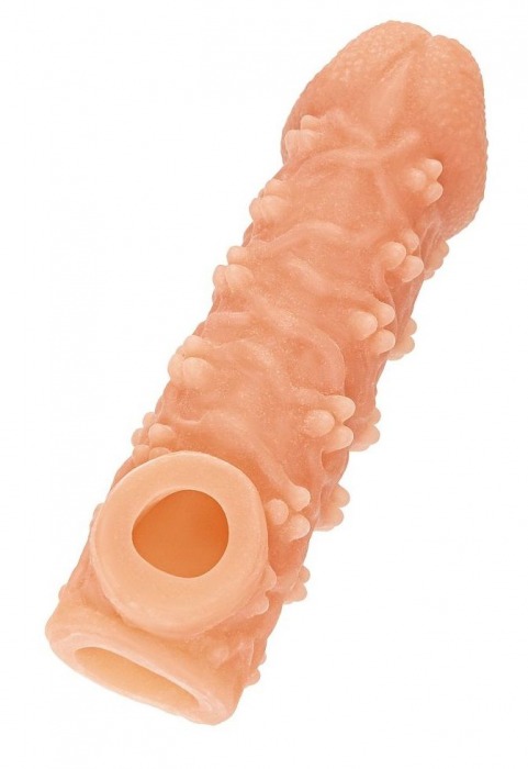 Телесная закрытая насадка с пучками шишечек Cock Sleeve Size L - 17,6 см. - KOKOS - в Новочебоксарске купить с доставкой