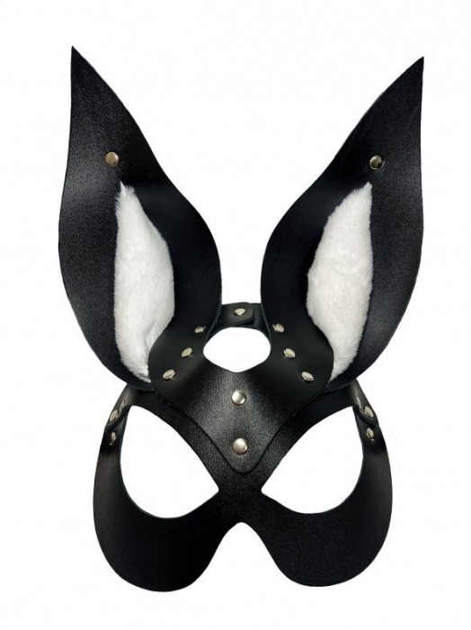 Черная маска зайки с белым мехом на ушках Miss Bunny - БДСМ Арсенал - купить с доставкой в Новочебоксарске