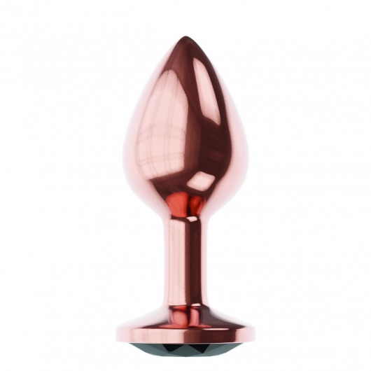 Пробка цвета розового золота с черным кристаллом Diamond Jet Shine L - 8,3 см. - Lola Games - купить с доставкой в Новочебоксарске