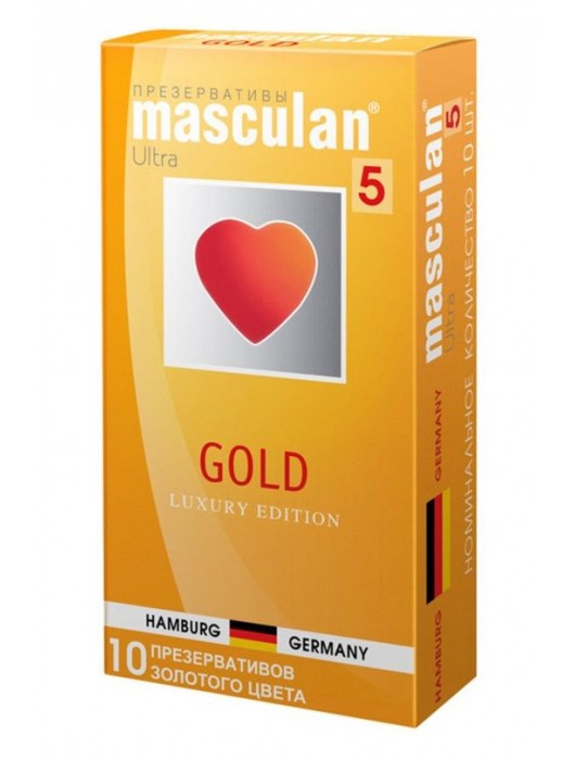 Презервативы Masculan Ultra Gold с золотым напылением и ароматом ванили - 10 шт. - Masculan - купить с доставкой в Новочебоксарске