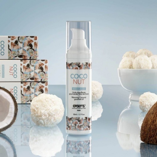 Разогревающее массажное масло с ароматом кокоса Gourmet Coconut - 50 мл. - Exsens - купить с доставкой в Новочебоксарске