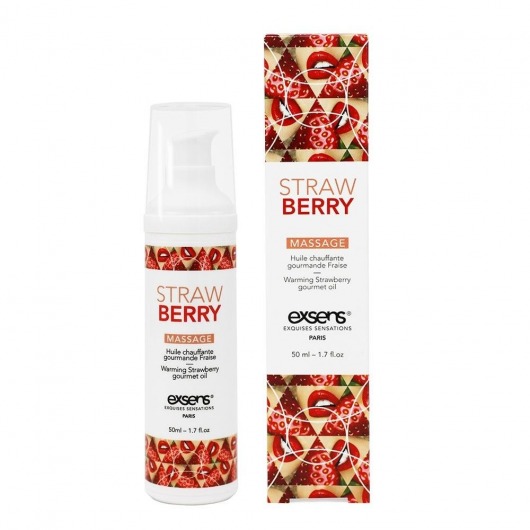 Разогревающее массажное масло  с ароматом клубники Gourmet Strawberry - 50 мл. - Exsens - купить с доставкой в Новочебоксарске