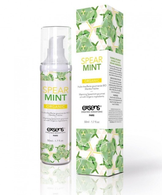 Разогревающее массажное масло Gourmet Spearmint Organic с органическими ингредиентами - 50 мл. - Exsens - купить с доставкой в Новочебоксарске