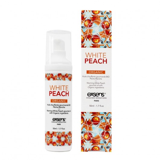 Разогревающее массажное масло Gourmet White Peach Organic с органическими ингредиентами - 50 мл. - Exsens - купить с доставкой в Новочебоксарске