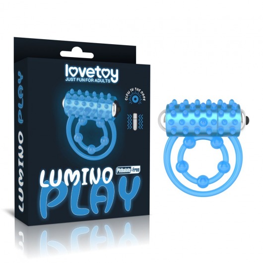 Голубое, светящееся в темноте виброкольцо Lumino Play Vibrating Penis Ring - Lovetoy - в Новочебоксарске купить с доставкой