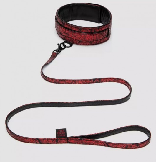 Стильный ошейник с поводком Reversible Faux Leather Collar and Lead - Fifty Shades of Grey - купить с доставкой в Новочебоксарске