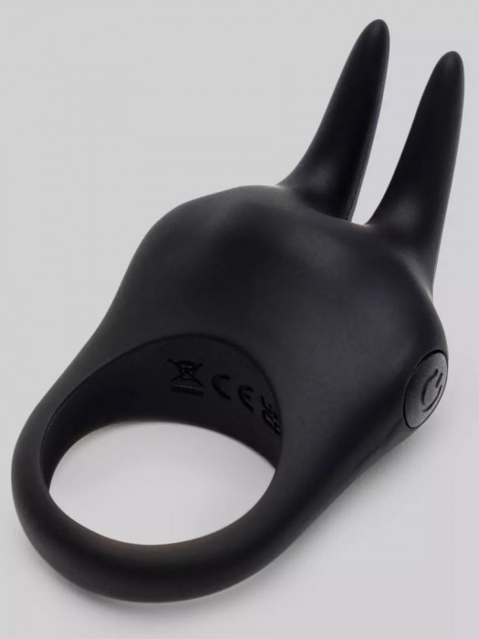 Черное эрекционное виброкольцо Sensation Rechargeable Vibrating Rabbit Love Ring - Fifty Shades of Grey - в Новочебоксарске купить с доставкой