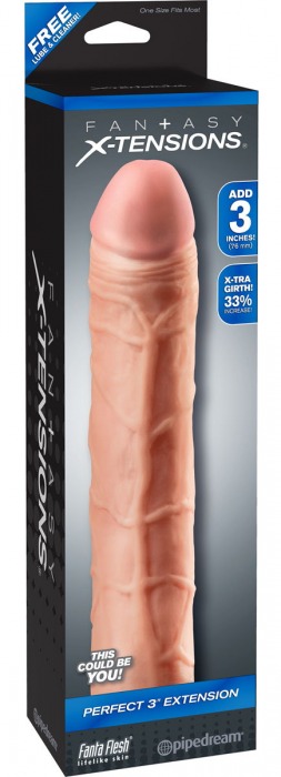 Телесная удлиняющая насадка Perfect 3 Extension - 22 см. - Pipedream - в Новочебоксарске купить с доставкой