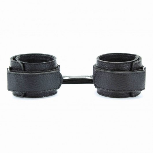 Чёрные кожаные наручники - БДСМ Арсенал - купить с доставкой в Новочебоксарске