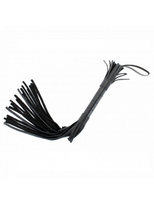 Короткая чёрная плетка из натуральной кожи - БДСМ Арсенал - купить с доставкой в Новочебоксарске