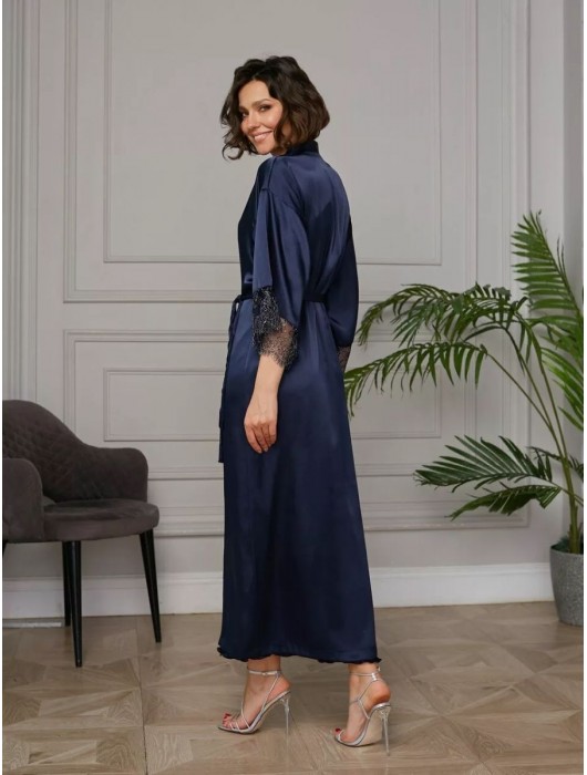 Длинный халат на поясе из искусственного шелка - Felisse купить с доставкой