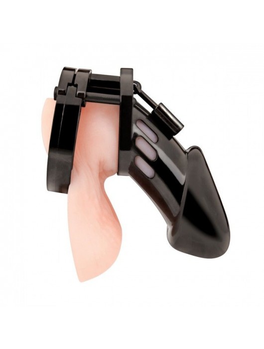 Черная акриловая клетка целомудрия для члена с замком - BlueLine - купить с доставкой в Новочебоксарске