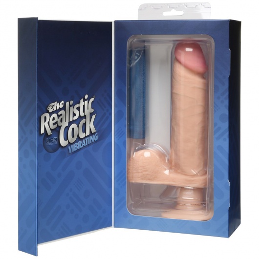 Вибромассажер-реалистик на присоске The Realistic Cock ULTRASKYN Vibrating 8”- 23,5 см. - Doc Johnson