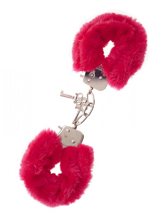 Металлические наручники с красной меховой опушкой METAL HANDCUFF WITH PLUSH RED - Dream Toys - купить с доставкой в Новочебоксарске