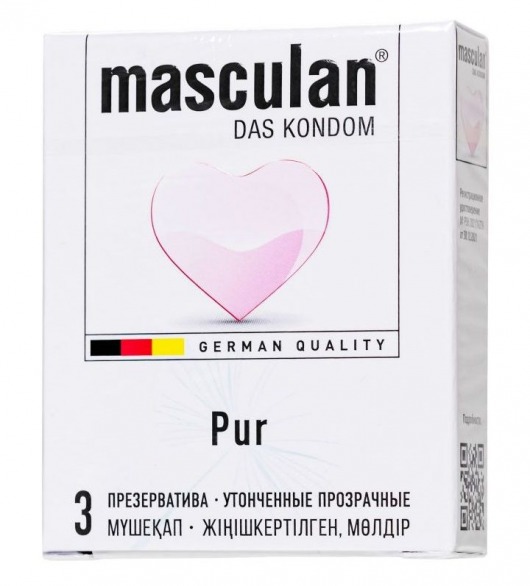 Супертонкие презервативы Masculan Pur - 3 шт. - Masculan - купить с доставкой в Новочебоксарске