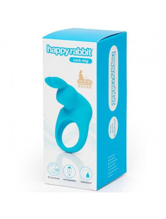Голубое эрекционное виброкольцо Happy Rabbit Rechargeable Rabbit Cock Ring - Happy Rabbit - в Новочебоксарске купить с доставкой