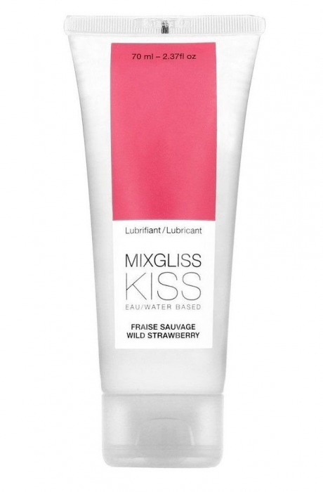 Смазка на водной основе Mixgliss Kiss с ароматом земляники - 70 мл. - Mixgliss - купить с доставкой в Новочебоксарске
