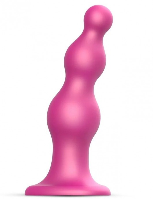 Розовая насадка Strap-On-Me Dildo Plug Beads size S - Strap-on-me - купить с доставкой в Новочебоксарске