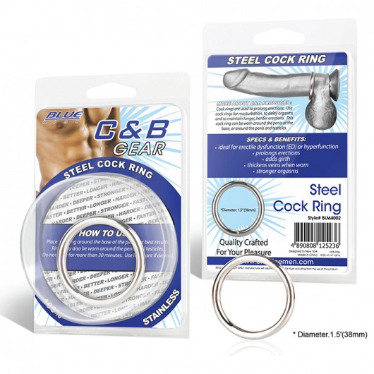 Стальное эрекционное кольцо STEEL COCK RING - 4.5 см. - BlueLine - в Новочебоксарске купить с доставкой