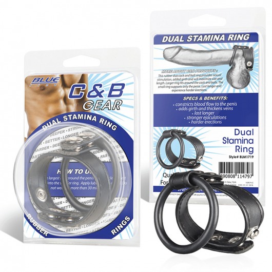 Двойное кольцо выносливости на пенис DUAL STAMINA RING - BlueLine - в Новочебоксарске купить с доставкой