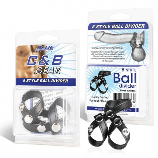 Разделитель мошонки из искусственной кожи на клепках 8 STYLE BALL DIVIDER - BlueLine - купить с доставкой в Новочебоксарске