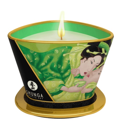 Массажная свеча Exotic Green Tea с ароматом зелёного чая - 170 мл. - Shunga - купить с доставкой в Новочебоксарске