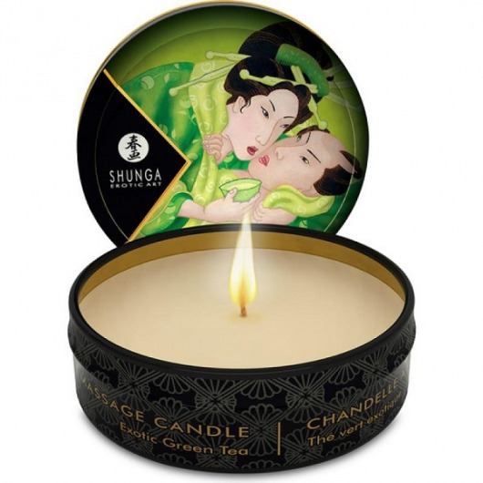 Массажная свеча Exotic Green Tea с ароматом зелёного чая - 30 мл. - Shunga - купить с доставкой в Новочебоксарске