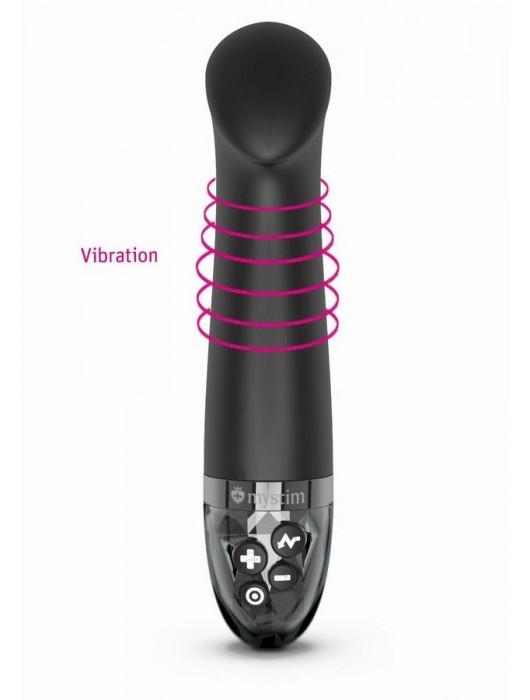 Черный вибратор с функцией электростимуляции Right on Ron - 17 см. - MyStim - купить с доставкой в Новочебоксарске