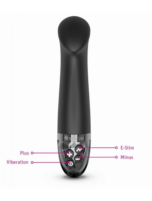 Черный вибратор с функцией электростимуляции Right on Ron - 17 см. - MyStim - купить с доставкой в Новочебоксарске