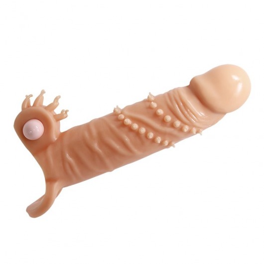 Телесная удлиняющая вибронасадка Penis Sleeve Connor - 17 см. - Baile - в Новочебоксарске купить с доставкой