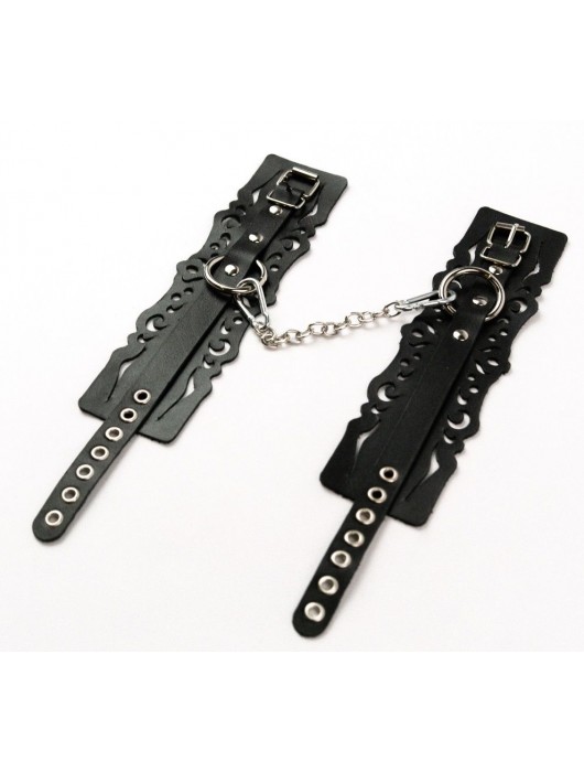 Узорчатые кожаные оковы с регулируемыми ремешками - Crazy Handmade - купить с доставкой в Новочебоксарске