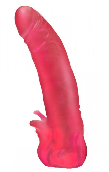 Розовая насадка для страпона с клиторальными лепестками - 18,5 см. - LOVETOY (А-Полимер) - купить с доставкой в Новочебоксарске