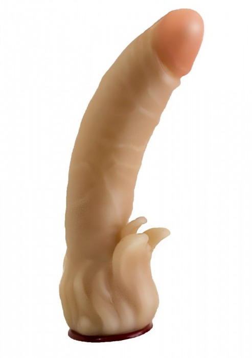 Телесная гелевая насадка-фаллос с клиторальными лепестками - 18,5 см. - LOVETOY (А-Полимер) - купить с доставкой в Новочебоксарске
