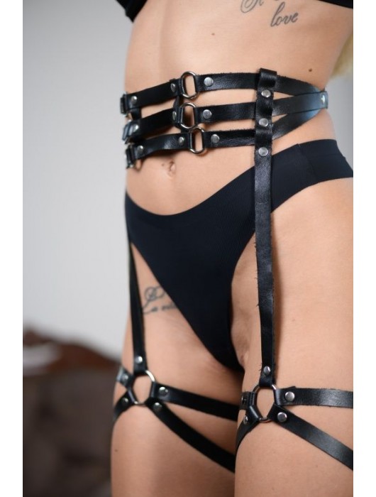 Кожаные гартеры на поясе Esteria - БДСМ Арсенал - купить с доставкой в Новочебоксарске