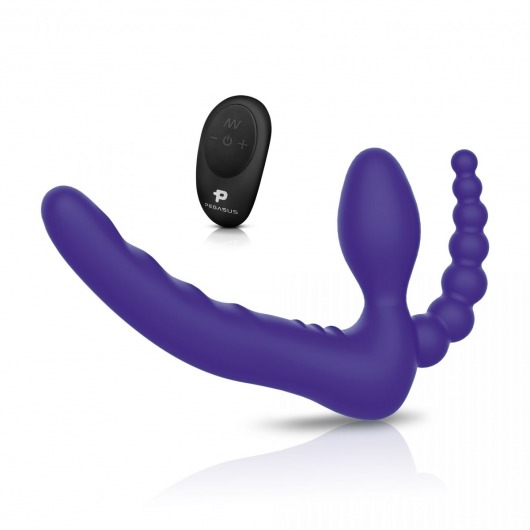 Фиолетовый безремневой страпон с пультом ДУ 7’’ Remote Control Strapless - 24 см. - Pegasus - купить с доставкой в Новочебоксарске