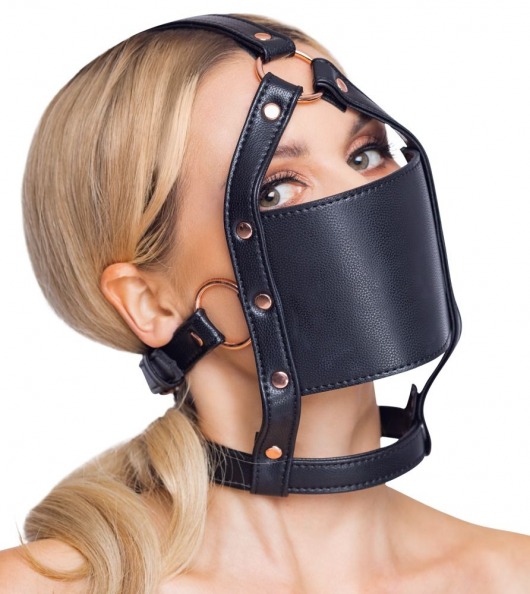 Черный намордник с кляпом-шаром Head Harness With A Gag - Orion - купить с доставкой в Новочебоксарске