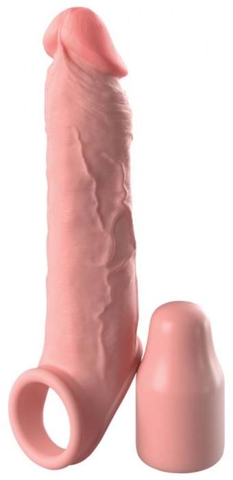 Телесная насадка-удлинитель 2 Inch Silicone X-tension with Strap - 20,3 см. - Pipedream - в Новочебоксарске купить с доставкой