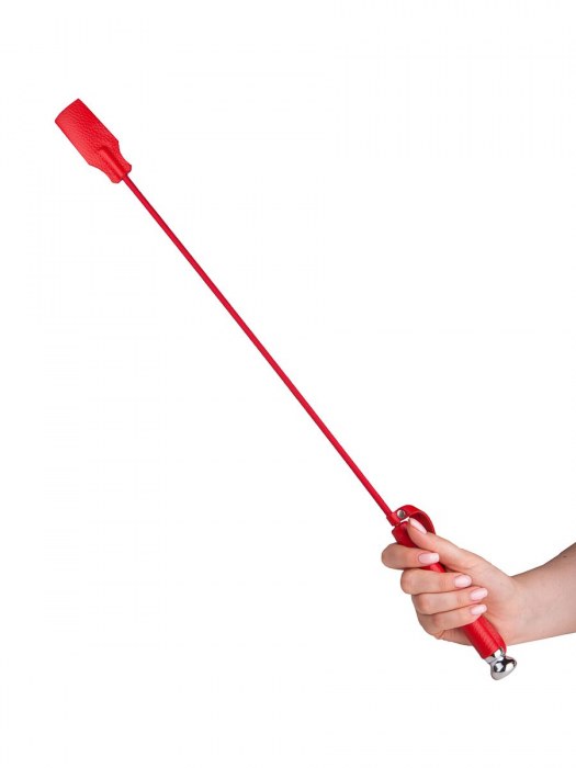 Красный стек с кожаной ручкой - 70 см. - Sitabella - купить с доставкой в Новочебоксарске