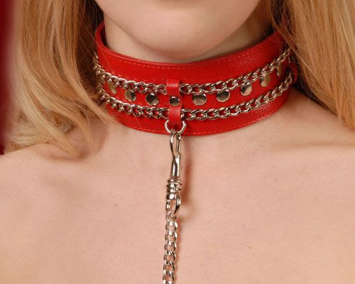 Красный ошейник с цепочками - Sitabella - купить с доставкой в Новочебоксарске