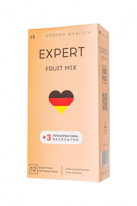 Ароматизированные презервативы EXPERT Fruit Mix - 12 шт.(+3 в подарок) - Expert - купить с доставкой в Новочебоксарске