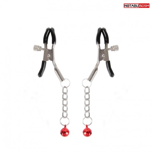 Серебристые зажимы на соски с шариками на цепочках - Notabu - купить с доставкой в Новочебоксарске