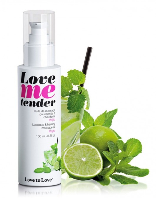 Съедобное согревающее массажное масло Love Me Tender Mojito с ароматом мохито - 100 мл. - Love to Love - купить с доставкой в Новочебоксарске