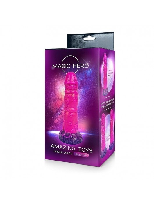 Розовый рельефный фантазийный фаллоимитатор - 20 см. - Bior toys - купить с доставкой в Новочебоксарске